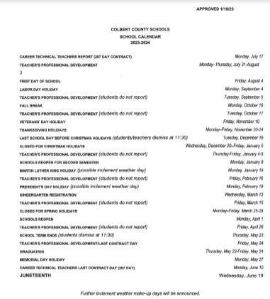 2023-2024 School Calendar